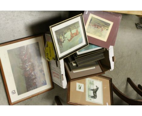 Collection of framed Horse Racing, Equestrian and Hunting Prints