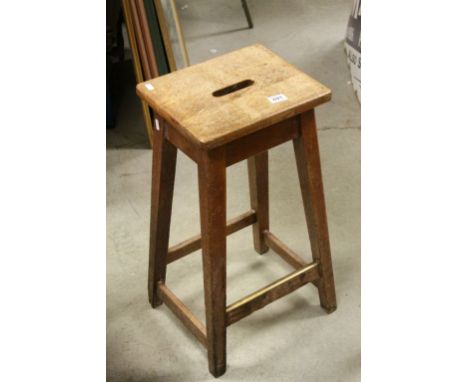 Vintage Laboratory Stool with Brass Foot Rest