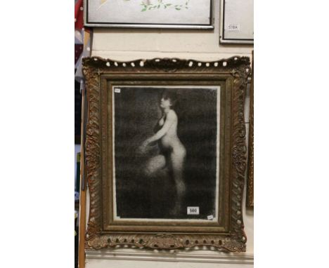 Black and White Lithographic Print of a Female Nude contained in a Swept Pierced Gilt Frame G. Seurat 1879