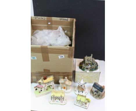 Box of mixed vintage ceramic Cottages etc to include 19th Century Staffordshire, Coalport etc