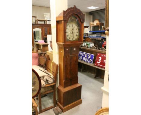 19th century Mahogany Longcase Clock, the painted face with Huntsman and Hounds hunting scenes and marked ' Lucas Heitzman, G