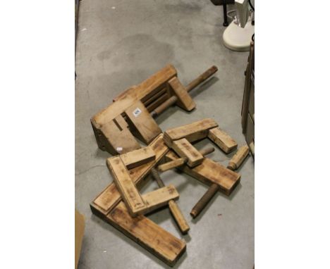 Four Vintage Wooden Vices