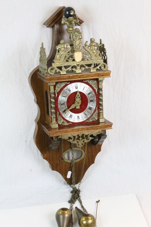 Vintage Dutch Wall Clock with weights and pendulum