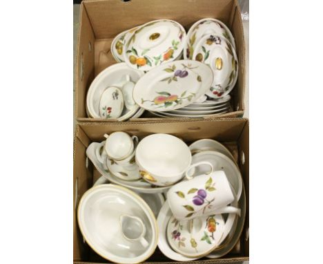 Two boxes of mixed Royal Worcester "Evesham" pattern ceramics