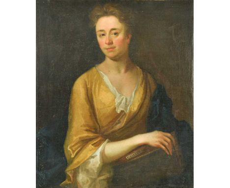 Circle of Michael Dahl (Swedish, 1659-1743)  Portrait of a woman in a yellow dress inscribed 'Casandra' lower right oil on ca