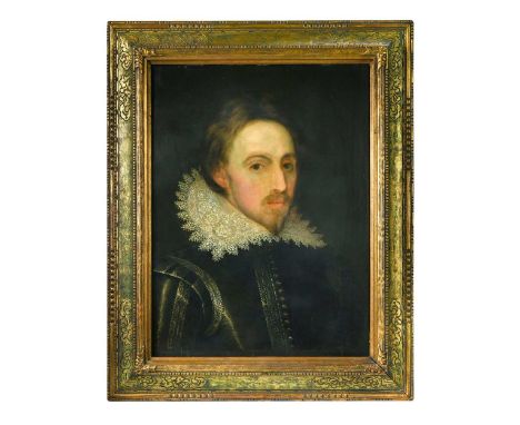 Circle of William Larkin (British, 1580-1619) Portrait of a gentleman in a ruff and embroidered doubletoil on panel56 x 41.5c