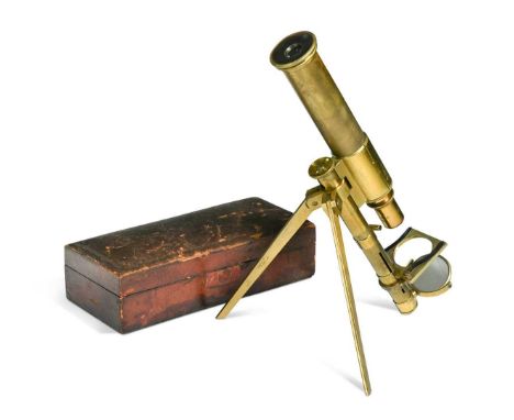 A travelling compound monocular microscope, English, circa 1850, signed: "John Browning, London", lacquered brass within a re