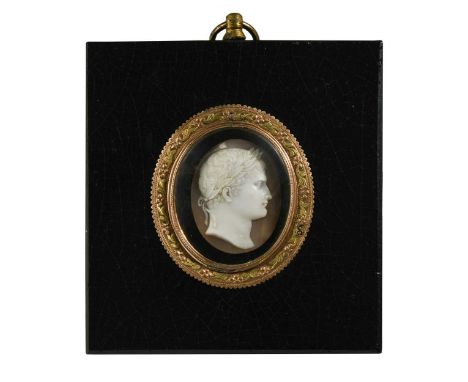 A shell cameo of Napoleon as Emperor Augustus, 19th century, modelled in relief and facing to dexter3.5 x 3cmThe cameo is in 
