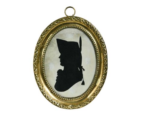 Attributed to Mrs Sarah Harrington (British, 1745-1819) Two hollow cut-out silhouette portraits of an officer and a lady, eac