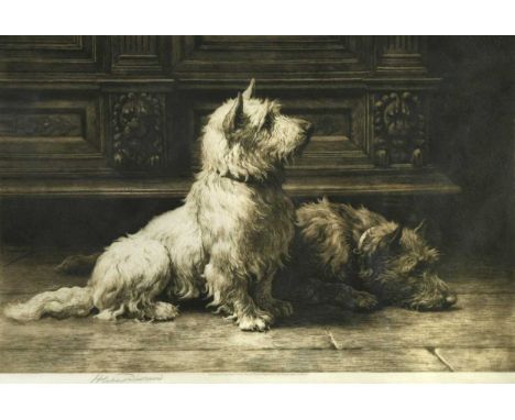 Herbert Thomas Dicksee RE (British, 1862-1942) 'Footsteps'hand-signed in pencil to margin, signed with initials and dated 192