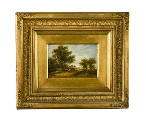 English School (19th century) A rural landscape with cart on a tracksigned indistinctly lower rightoil on panel13 x 19.5cmOve