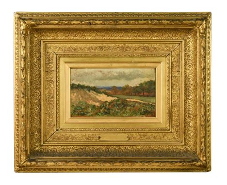 Attributed to Walter Weedon Grossmith (British, 1854-1919) Hampsteadattributed, titled and dated 1874 on plaque to frameoil o
