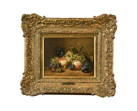 Sebastian Theodorus Voorn-Boers (Dutch, 1828-1893) Still life of peaches, grapes and a butterflysigned lower centre ‘S The Vo