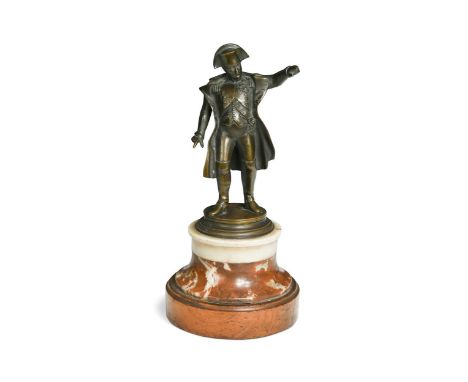 A bronze model of Napoleon directing the troops, French School, 19th century, modelled with his left arm outstretched and his