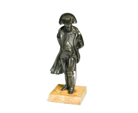 After Isidore-Romain Boitel, 'L'Empereur, mid-19th century, a Grand Tour bronze figure of Napoleon modelled standing in contr