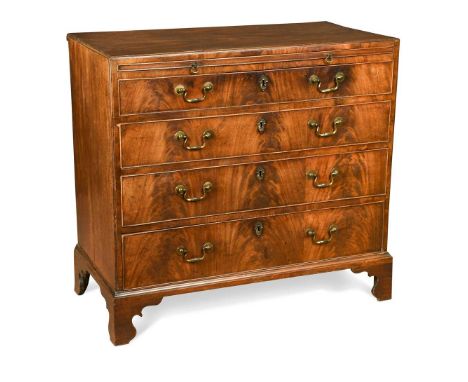 A George III mahogany caddy top chest of drawers, the brushing slide over four long graduated drawers on bracket feet84 x 94 