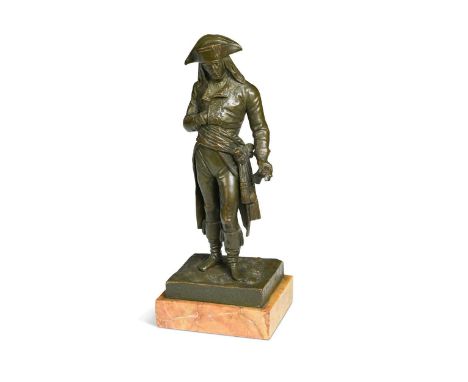 V. Riviere (French, 19th/20th century), a bronze of Napoleon as Emperor, 19th century, depicting Napoleon with his left hand 