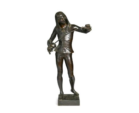 Emile Laporte (1858-1907), a young fencer, bronze, signed to plinth base and numbered 357850 x 23 x 13cmSignificant rubbing a