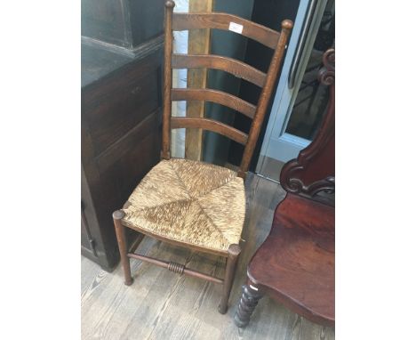 WILLIAM BIRCH RUSH SEATED  ARTS AND CRAFTS LADDER BACK CHAIR
