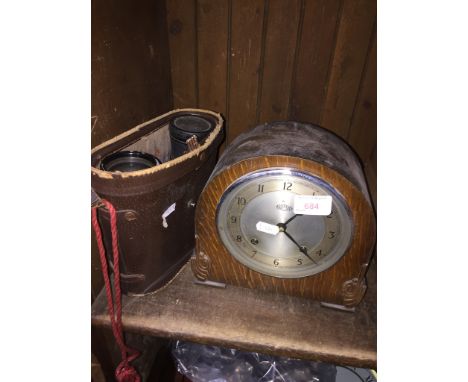 MANTEL CLOCK AND BINOCULARS