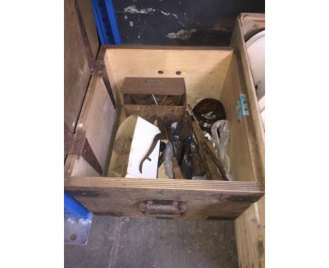 WOOD BOX WITH A FEW TOOLS