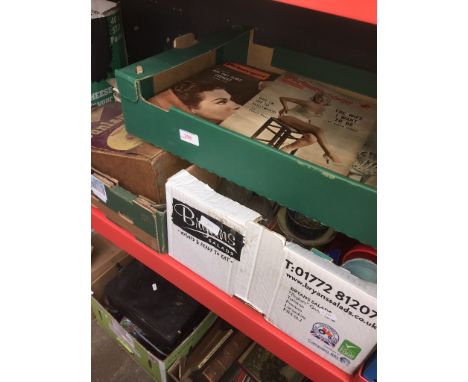3 BOXES INC. MAGAZINES, POTTERY & HEAT LAMP ETC.