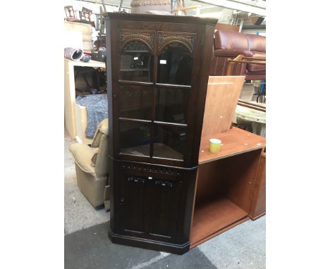 LINEN FOLD PANEL OAK CORNER CABINET