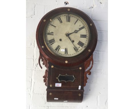 19TH CENTURY DROP DIAL ROSEWOOD WALL CLOCK. H65CM