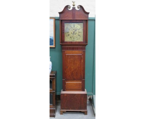 OAK AND MAHOGANY CASED LONG CASED CLOCK WITH ORMOLU MOUNTS AND BRASS DIAL, STAMPED DAN O'NEILL, DUBLIN 