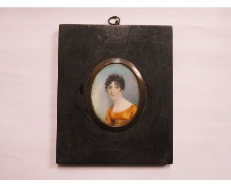EBONISED OVAL MINIATURE PORTRAIT- MARIA ANTONIA MANSEL