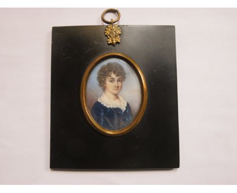 EBONISED OVAL MINIATURE PORTRAIT- WILLIAM WARD 