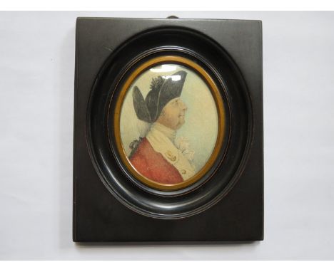EBONISED OVAL MINIATURE PORTRAIT OF A GENT 