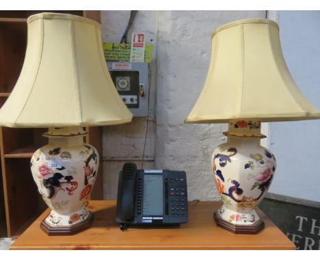 PAIR OF MASONS IRONSTONE CERAMIC TABLE LAMPS 