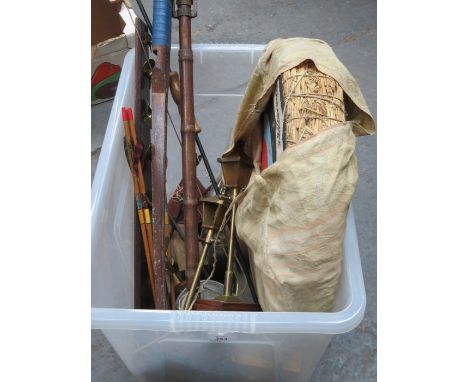SUNDRY LOT INCLUDING BOW AND ARROW WITH BOARD, ETC.
