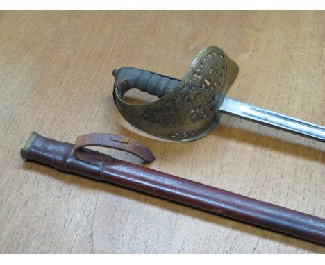 EDWARD VIII SWORD WITH LEATHER SCABBARD 