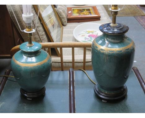 TWO GILDED CERAMIC TABLE LAMPS 
