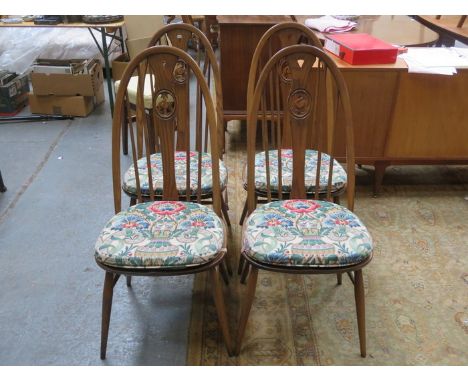 SET OF FOUR ERCOL DINING CHAIRS 