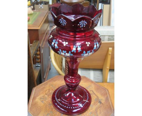DECORATIVE RUBY COLOURED LUSTRE (NO DROPLETS), APPROXIMATELY 33cm HIGH 