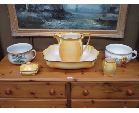 ROYAL WINTON CERAMIC JUG AND BOWL SET PLUS TWO CHAMBER POTS 