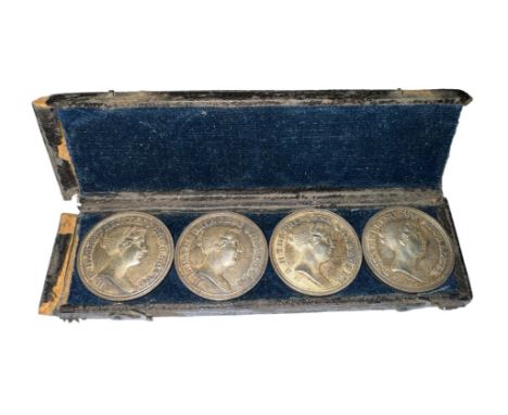 Princess Charlotte, Counter Box with Four Counters, silver medals, early 19th Century, the box containing four counters each 