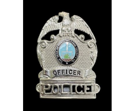 The Seal of Prince William County VA Officer Police badge, enamel crest to front. 