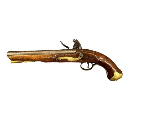 Late 18th/Early 19th century Heavy Cavalry flintlock GR single barrel hammer action hand pistol, with GR cypher to lock plate