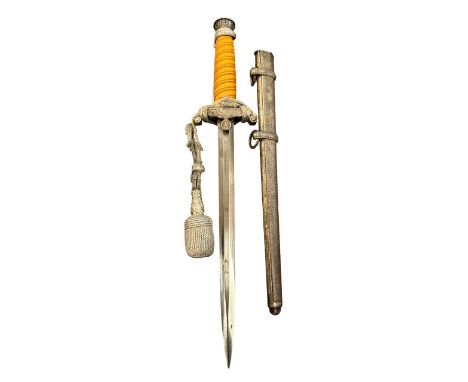 German Third Reich Army Officers dress dagger by AWJR? Solingen with scabbard and portepee knot, overall length 39.5cm with s