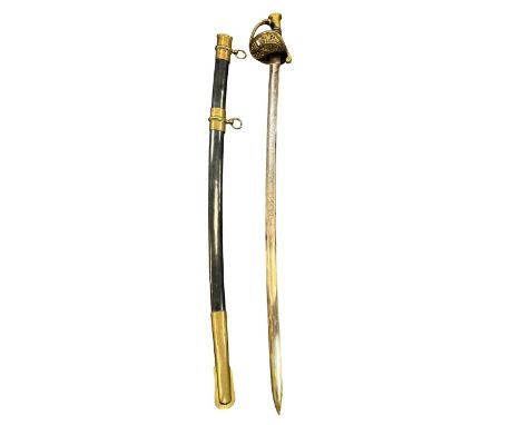 US cavalry troopers sword, blade markes ‘U.S.; with foliate decoration, other side features further foliate decoration with l