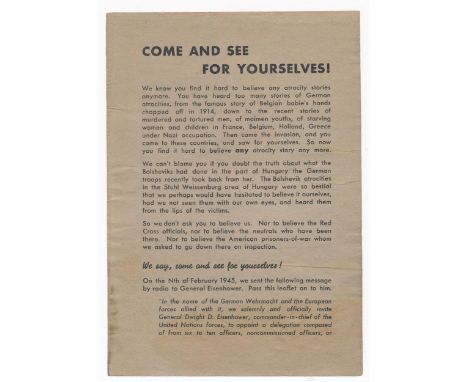 ‘Come and See for Yourselves!’ Second World War German airborne Propaganda leaflet, leaflet outlines German view on Bolshevik