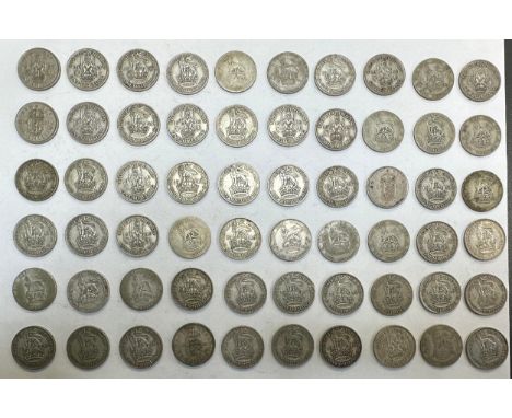 Mainly pre-decimal silver range in mixed condition, with florins, shillings, sixpences etc, small post 1946 selection. Weight