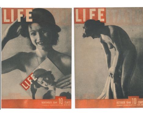 Life / Death Magazine (1944), pair of Second World War airborne German Propaganda leaflets, front depicts a mock-up of&nbsp; 