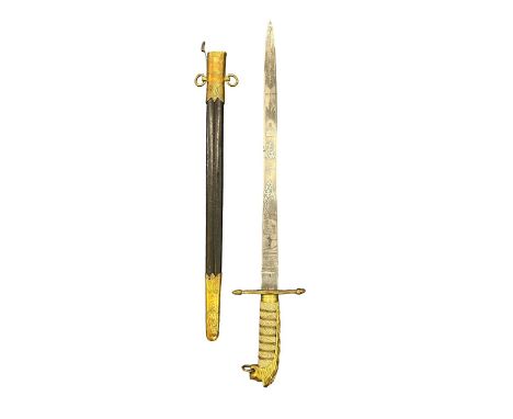 Victorian Royal Navy sword, Midshipman’s dirk, blade marked for ‘Gillott &amp; Hassell London X Portsmouth’ Edward VII Royal 