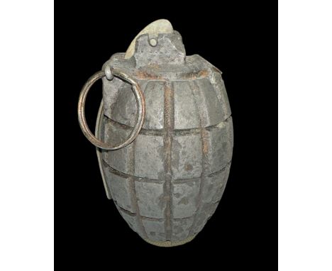 Original WWI First World War British Army inert No. 5 MKI Mills bomb / hand grenade. Typical form with pin and firing lever p