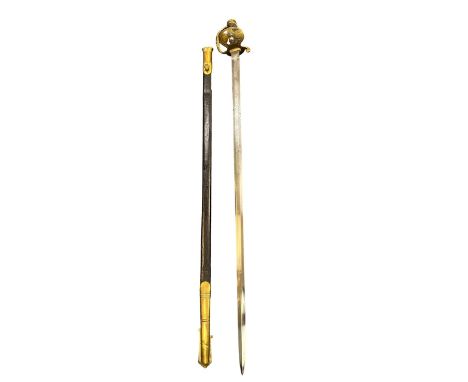 Victorian mid-19th century Honourable Artillery Company officer’s sword, double-edged blade with foliate decoration with ‘H.A